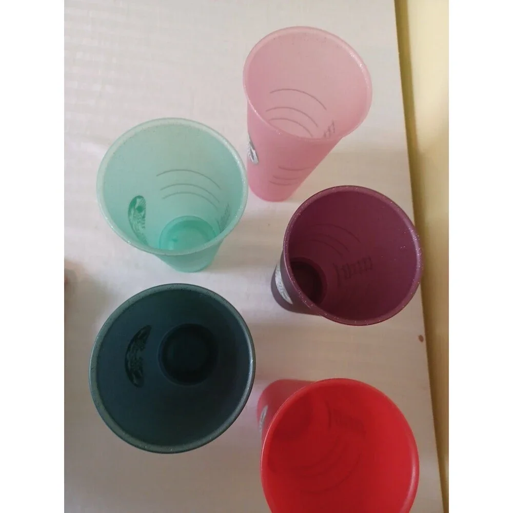 Starbucks set of 5 reusable glitter plastic cold cups 24oz tall tumblers